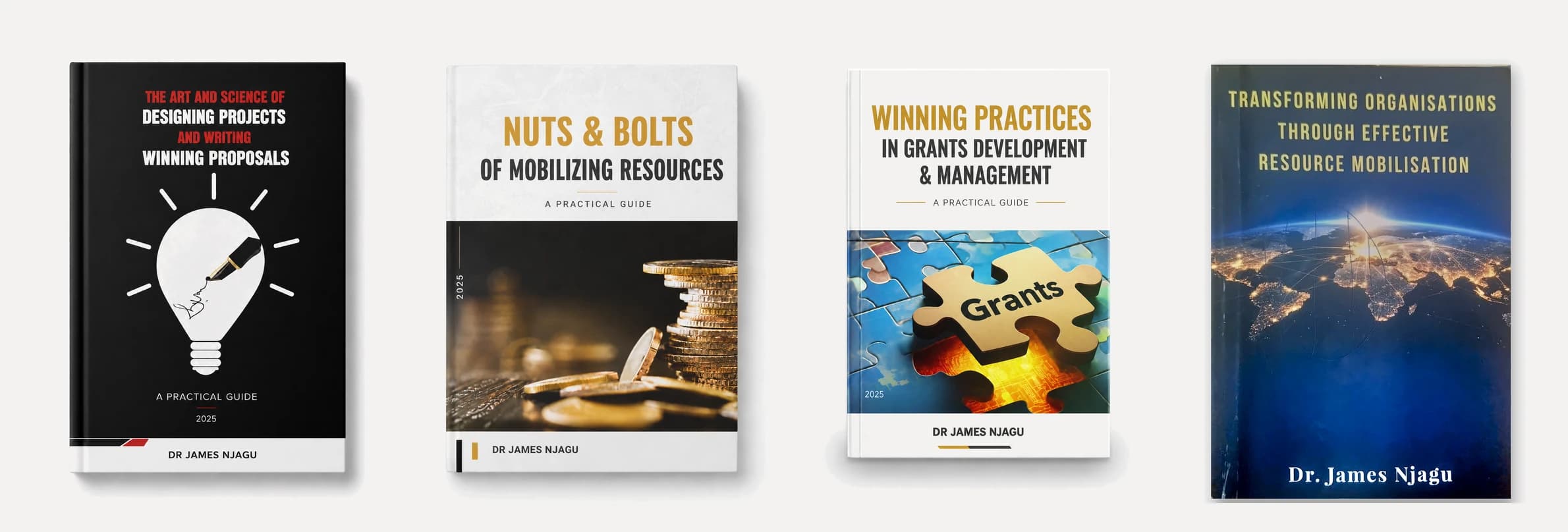 The four practical guides by Dr. James Njagu shown together as a set